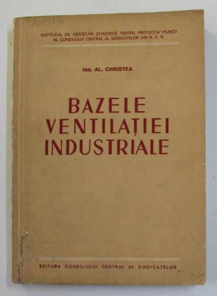 BAZELE VENTILATIEI INDUSTRIALE de ING. AL. CHRISTEA , 1954