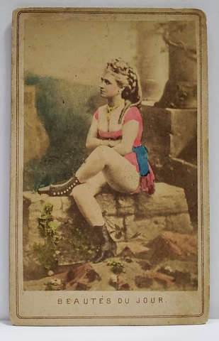 BEAUTES DE JOUR , FOTOGRAFIE EROTICA , TIP C.D.V. , COLORIZATA , SFARSITUL SEC. XIX