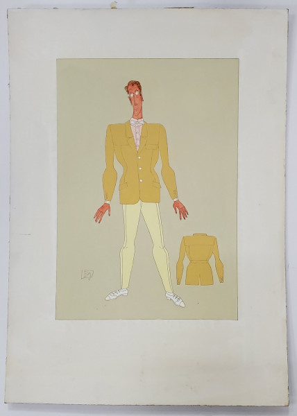 BENEDICT GANESCU ( 1929 -1996 ) , BARBATUL CU  CAMASA ROZ  , STUDIU DE COSTUM ,  1967