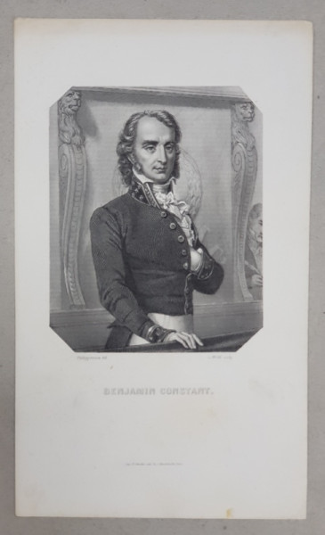 BENJAMIN CONSTANT , GRAVURA PE METAL de L. WOLFF, PARIS , MONOCROMA, MIJLOCUL SECOLULUI XIX