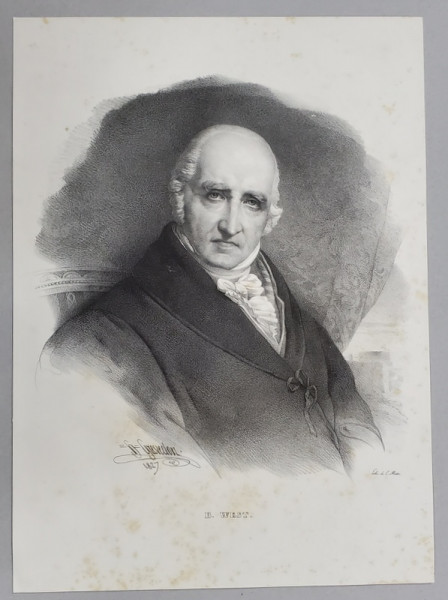BENJAMIN WEST , PICTOR AMERICAN , LITOGRAFIE , DESEN de GREVEDON , litografiat de C. MOTTE , 1827