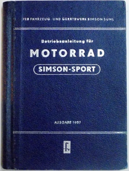 BETRIEBSANLEITUNG FUR MOTORRAD SIMPSON - SPORT , 1957