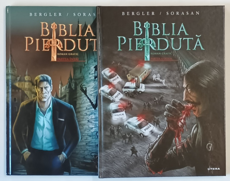 BIBLIA PIERDUTA , PARTILE I - II , ilustratii de SORIN SORASAN , roman grafic , text de IGOR BERGLER , 2023 - 2024