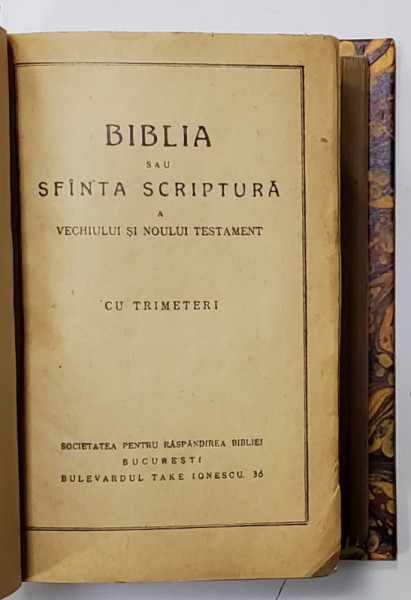 BIBLIA SAU SFANTA SCRIPTURA A VECHIULUI SI NOULUI TESTAMENT - PERIOADA INTERBELICA