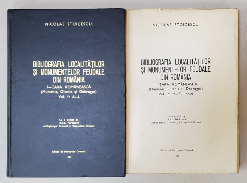 Bibliografia localitatilor si monumentelor feudale din Romania, I Tara Romaneasca vol. 1-2, 1970