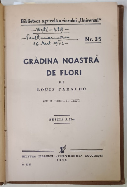 BIBLIOTECA  AGRICOLA  A ZIARULUI  ' UNIVERSUL ' , COLEGAT DE 5 NUMERE DIFERITE  , 1933 -1939 , VEZI DESCRIEREA !