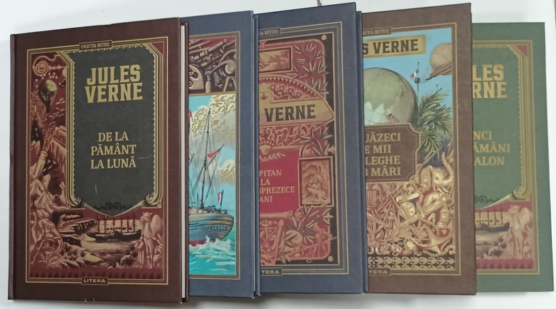 BIBLIOTECA JULES VERNE , SET DE 5 VOLUME , INSPIRATE DIN EDITIA ORIGINALA ' HETZEL ' , 2021 , VEZI DESCRIEREA !