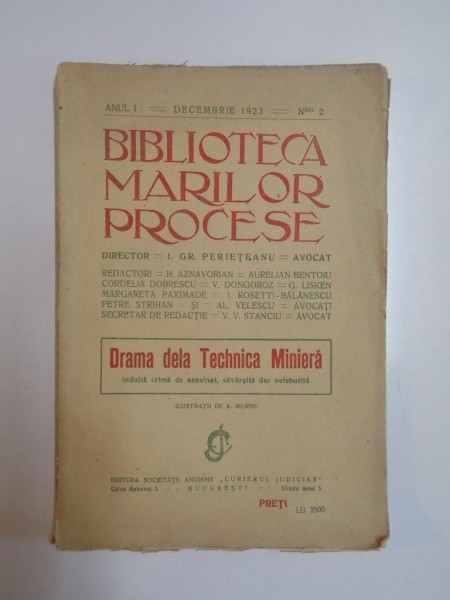 BIBLIOTECA MARILOR PROCESE, ANUL I, DECEMBRIE 1923, NR 2