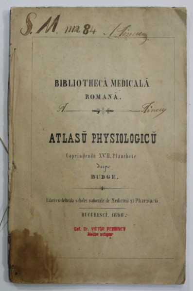 BIBLIOTHECA MEDICALA ROMANA - ATLASU PHYSIOLOGICU dupa BUDGE , 1860