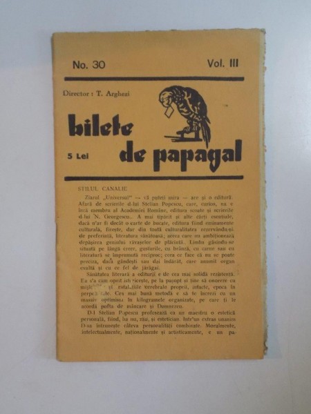 BILETE DE PAPAGAL, VOL III, NR 30