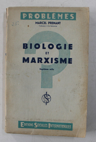 BIOLOGIE ET MARXISME par MARCEL PRENANT , 1936