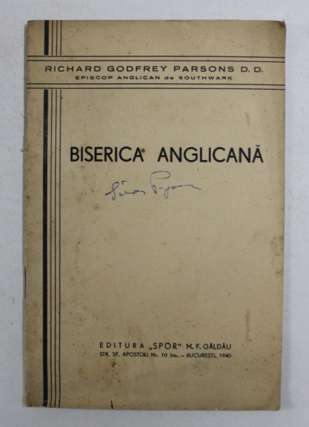 BISERICA ANGLICANA de RICHARD GODFREY PARSONS D.D. , 1940