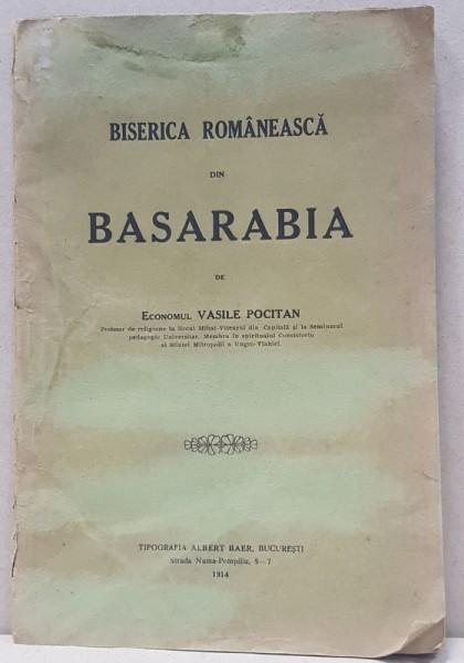 BISERICA DIN BASARABIA de VASILE POCITAN - BUCURESTI 1914