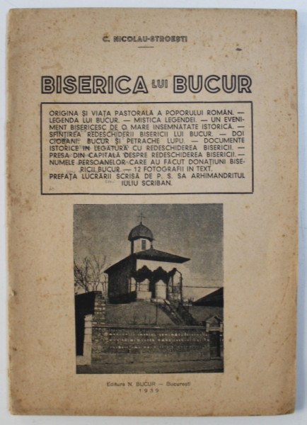 BISERICA LUI BUCUR de C. NICOLAU - STROESTI  1939