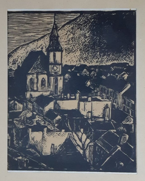 BISERICA NEAGRA DIN BRASOV XILOGRAVURA NESEMNATA