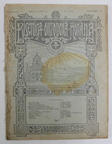 BISERICA ORTODOXA ROMANA , REVISTA SFANTULUI SINOD , SERIA II , ANUL XL , NUMARUL 3 ( 489 ) , DECEMBRIE , 1921