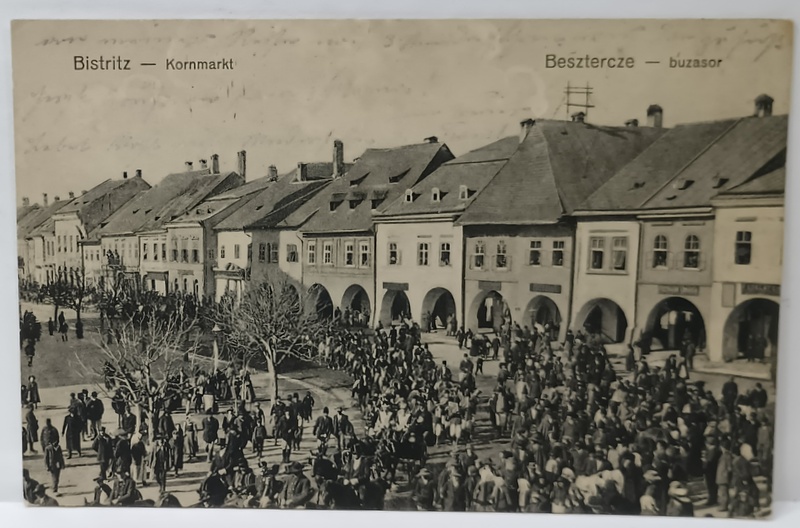 BISTRITA NASAUD , DEFILARE IN ZONA CENTRALA , CARTE POSTALA , DATATA 1917