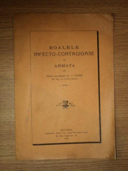 BOALELE INFECTO-CONTAGIOASE IN ARMATA DE V. COJAN  1914