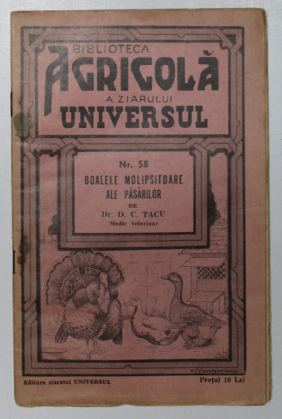 BOALELE MOLIPSITOARE ALE PASARILOR de D. C. TACU , 1938