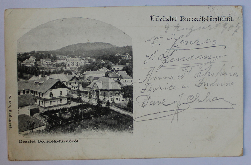 BORSEC  - VEDERE DIN STATIUNE ( UDVUZLET BURSZEK )  - CARTE POSTALA ILUSTRATA , MONOCROMA ,CIRCULATA ,  CLASICA , DATATA 1907