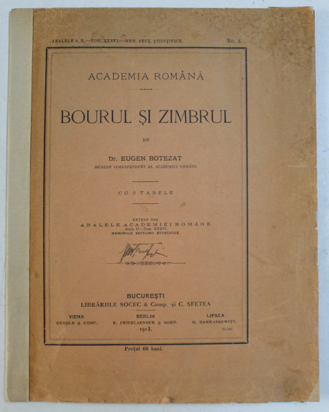 BOURUL SI ZIMBRUL de EUGEN BOTEZAT , 1913