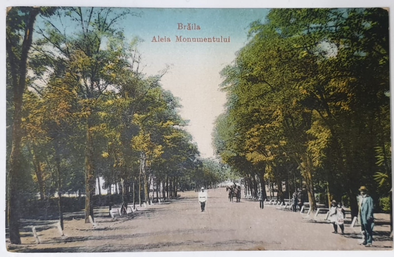 BRAILA , ALEEA MONUMENTULUI , CARTE POSTALA , 1926