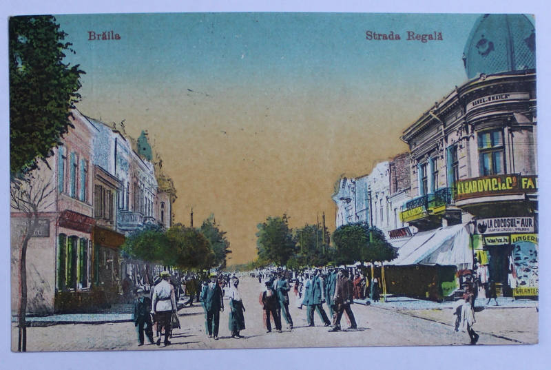 BRAILA  - STRADA REGALA , CARTE POSTALA ILUSTRATA , POLICROMA, CIRCULATA , DATATA 1923