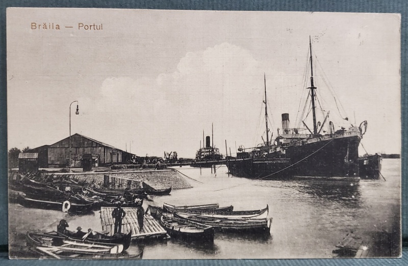 BRAILA , VASE ANCORATE IN PORT , CARTE POSTALA , 1917