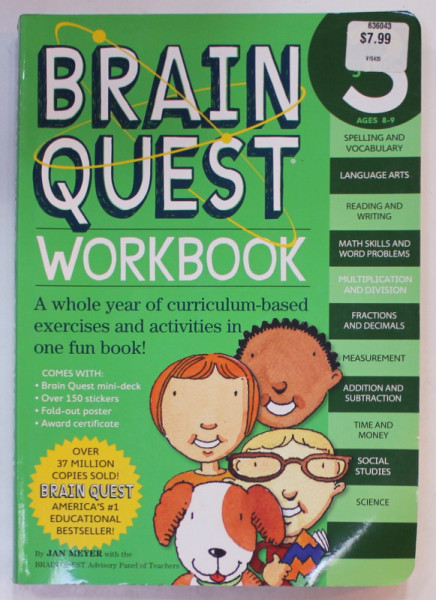 BRAIN QUEST WORKBOOK , GRADE 3 , by JAN MEYER , 2008