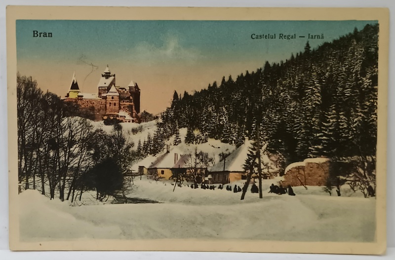 BRAN , CASTELUL REGAL , IARNA , CARTE POSTALA ILUSTRATA , 1939