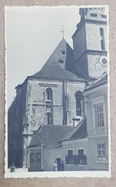 BRASOV , BISERICA NEAGRA , FATADA PRINCIPALA , FOTOGRAFIE TIP CARTE POSTALA , STDUIO KLEIN BRAILA , MONOCROMA, NECIRCULATA , DATATA 1933