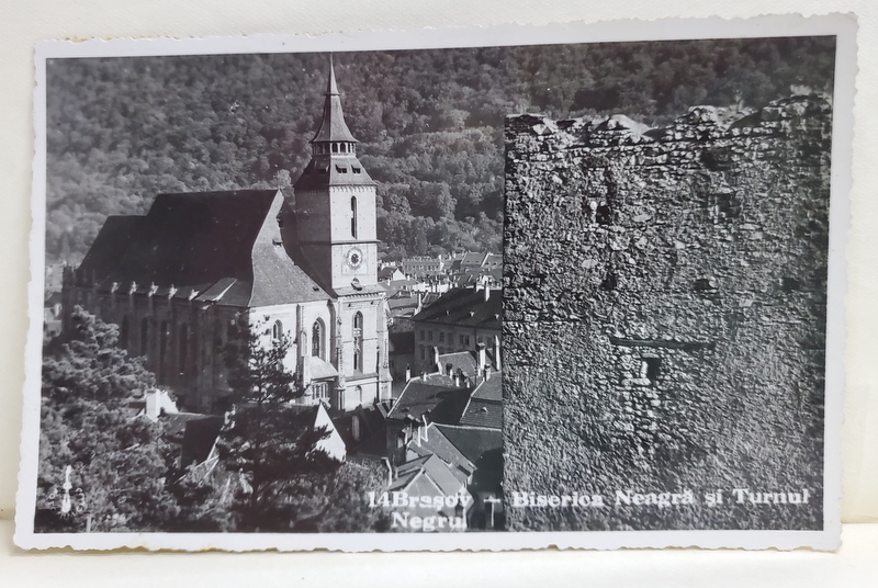 BRASOV , BISERICA NEAGRA SI TURNUL NEGRU , FOTOGRAFIE TIP CARTE POSTALA , FOTOFILM CLUJ , 1936