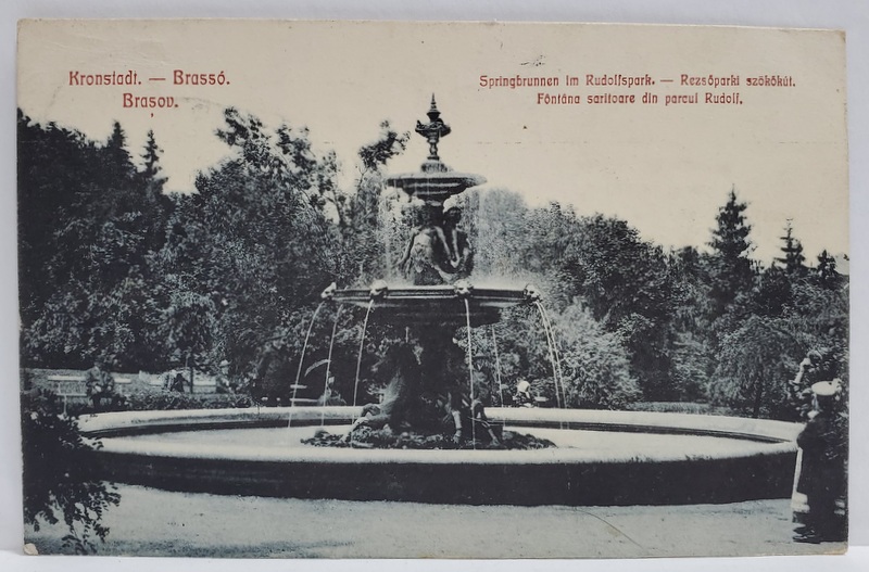 BRASOV , FANTANA ARTEZIANA DIN PARCUL RUDOLF , CARTE POSTALA , 1910