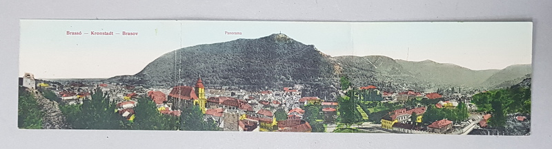 BRASOV , PANORAMA , CARTE POSTALA ILUSTRATA , TRIPLA , INCEPUTUL SECOLULUI XX