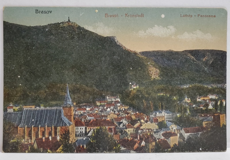 BRASOV , PANORAMA VAZUTA DE PE TAMPA , CARTE POSTALA , 1917