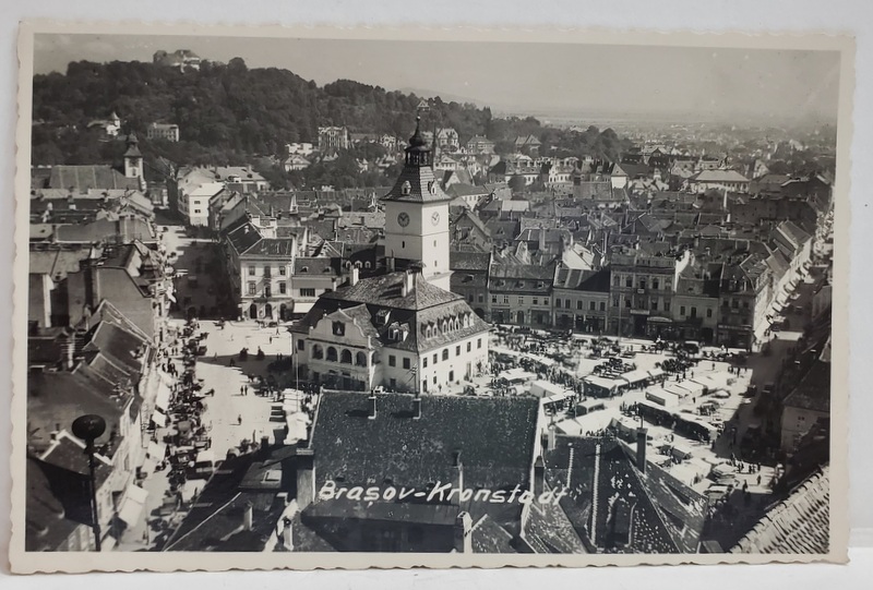 BRASOV , PIATA SFATULUI IN ZI DE TARG , VEDERE AERIANA , CARTE POSTALA , INTERBELICA
