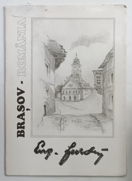 BRASOV - ROMANIA , GRAFICA de EUGEN FURDUI , MAPA CU 9 PLANSE , 1993