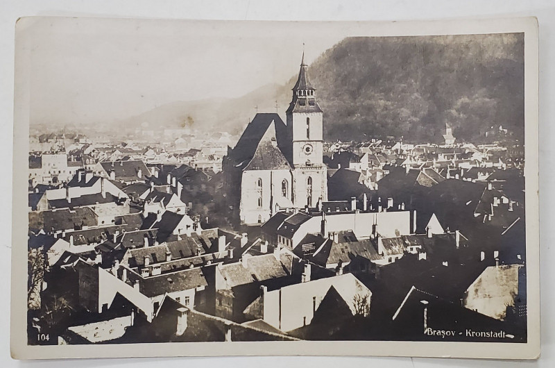 BRASOV , VEDERE CU BISERICA NEAGRA , CARTE POSTALA ILUSTRATA , INTERBELICA