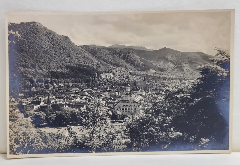 BRASOV , VEDERE GENERALA DE PE DEALUL CETATII , CARTE POSTALA ILUSTRATA , INTERBELICA