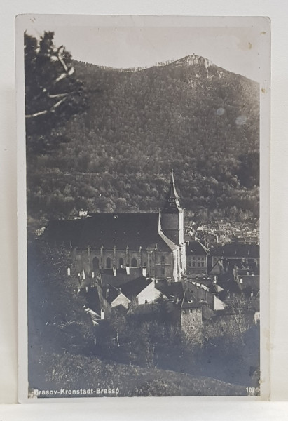 BRASOV , VEDERE SPRE BISERICA NEAGRA , FOTOGRAFIE TIP CARTE POSTALA , INTERBELICA