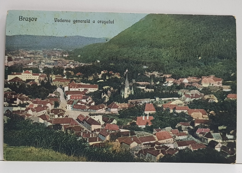 BRASOV - VEDEREA GENERALA A ORASULUI , CARTE POSTALA ILUSTRATA , POLICROMA, NECIRCULATA , DATATA 1923