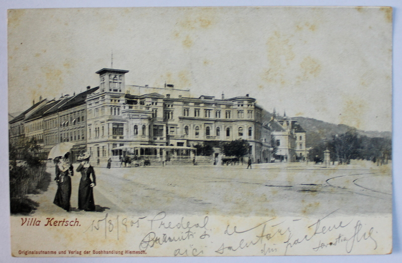 BRASOV  - VILA KERTSCH , CARTE POSTALA ILUSTRATA , MONOCROMA , CIRCULATA , CLASICA , DATATA 1905