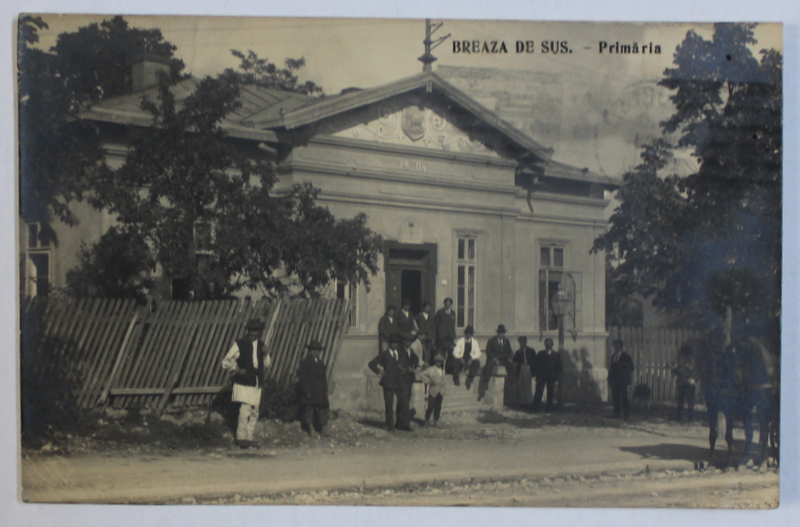 BREAZA DE SUS  - PRIMARIA , FOTOGRAFIE TIP  CARTE POSTALA , MONOCROMA , CIRCULATA , 1923