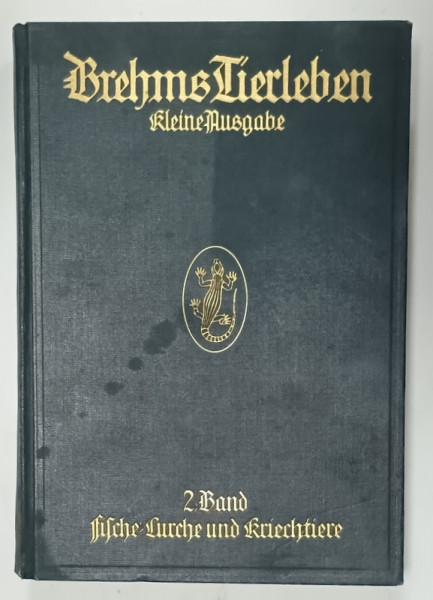 BREHMS TIERLEBEN , KLEINE AUSGABE (  VIATA ANIMALELOR de BREHMS )  , TEXT IN LIMBA  GERMANA  CU CARACTERE GOTICE , VOLUMUL 2 , 1914