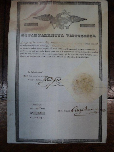 Brevet de mester din corporatia croitorilor pe numele Iordanescu 1846