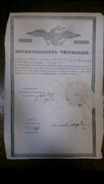 Brevet de mester dogar pe numele Nicolae Nedelcu Bucur, 1846