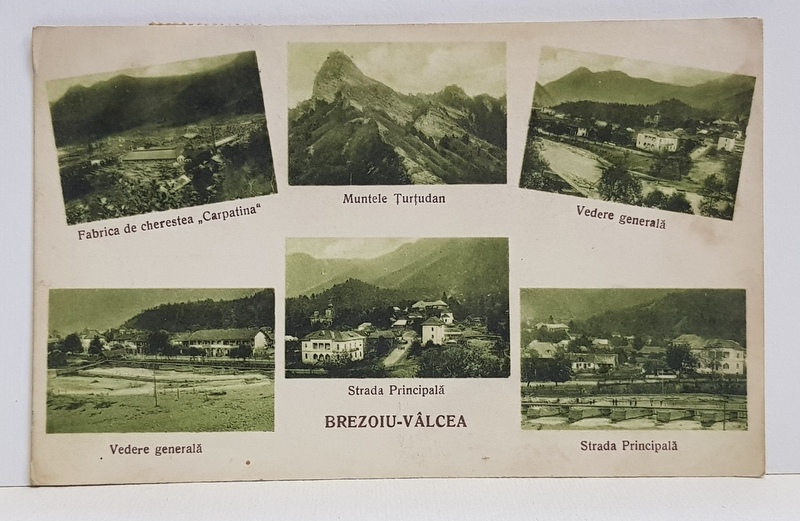 BREZOIU - VALCEA , FOTOMONTAJ DE SASE IMAGINI DIN LOCALITATE , CARTE POSTALA ILUSTRATA , CIRCULATA , DATATA 1928