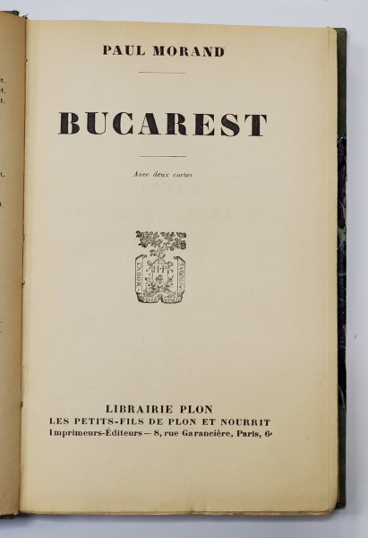 BUCAREST de PAUL MORAND (1935)