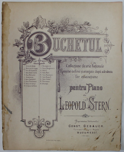 BUCHETUL , COLECTIUNE DE ARII NATIONALE , CONTINE : MARIUCA DIN LUGOSI de LEOPOLD STERN , EDITIE DE INCEPUT DE SECOL XX, PARTITURA