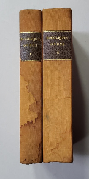 BUCOLIQUES GRECS - THEOCRITE , PSEUDO - THEOCRITE , MOSCHOS , BION ,DIVERS , VOLUMELE I - II , 1940  - 1927 , TEXT IN GREACA SI FRANCEZA *, PREZINTA HALORI DE APA *